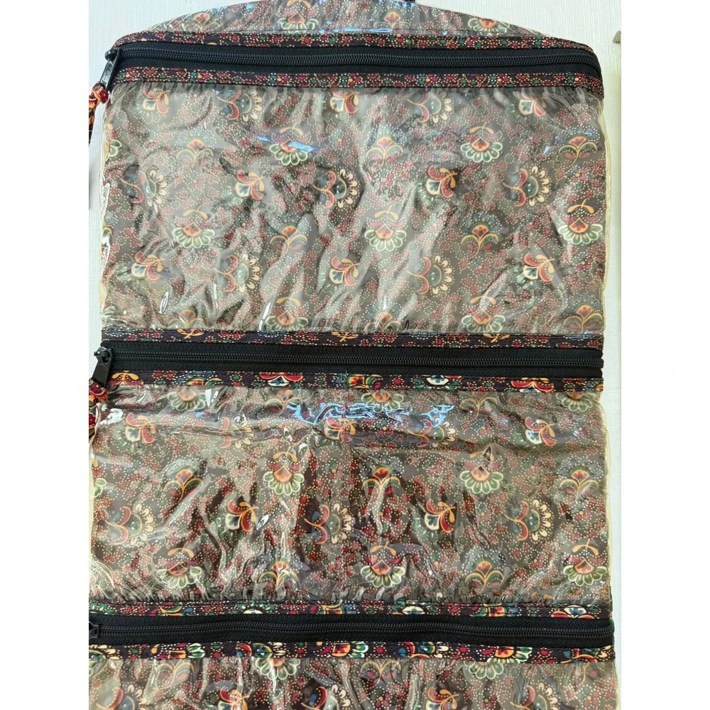 Vera Bradley Vintage Quilted Paisley Hanging Travel Organizer Collette Black